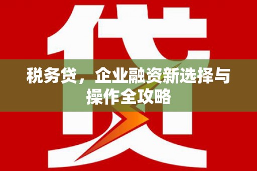 东昌税务贷，企业融资新选择与操作全攻略