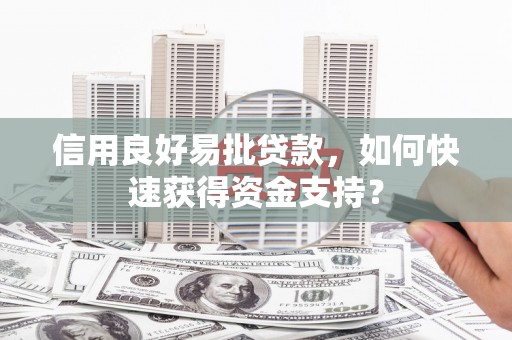 东昌信用良好易批贷款，如何快速获得资金支持？