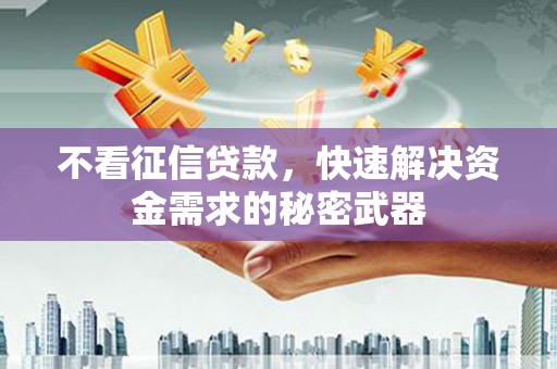 东昌不看征信贷款，快速解决资金需求的秘密武器
