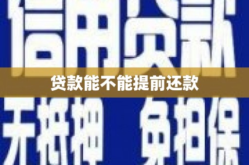 东昌贷款能不能提前还款