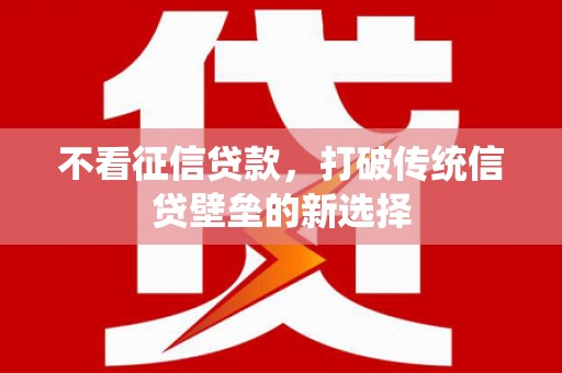 东昌不看征信贷款，打破传统信贷壁垒的新选择