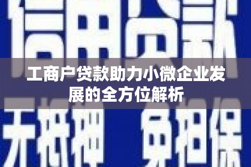 东昌工商户贷款助力小微企业发展的全方位解析