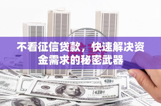 东昌不看征信贷款，快速解决资金需求的秘密武器