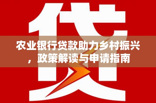 东昌农业银行贷款助力乡村振兴，政策解读与申请指南